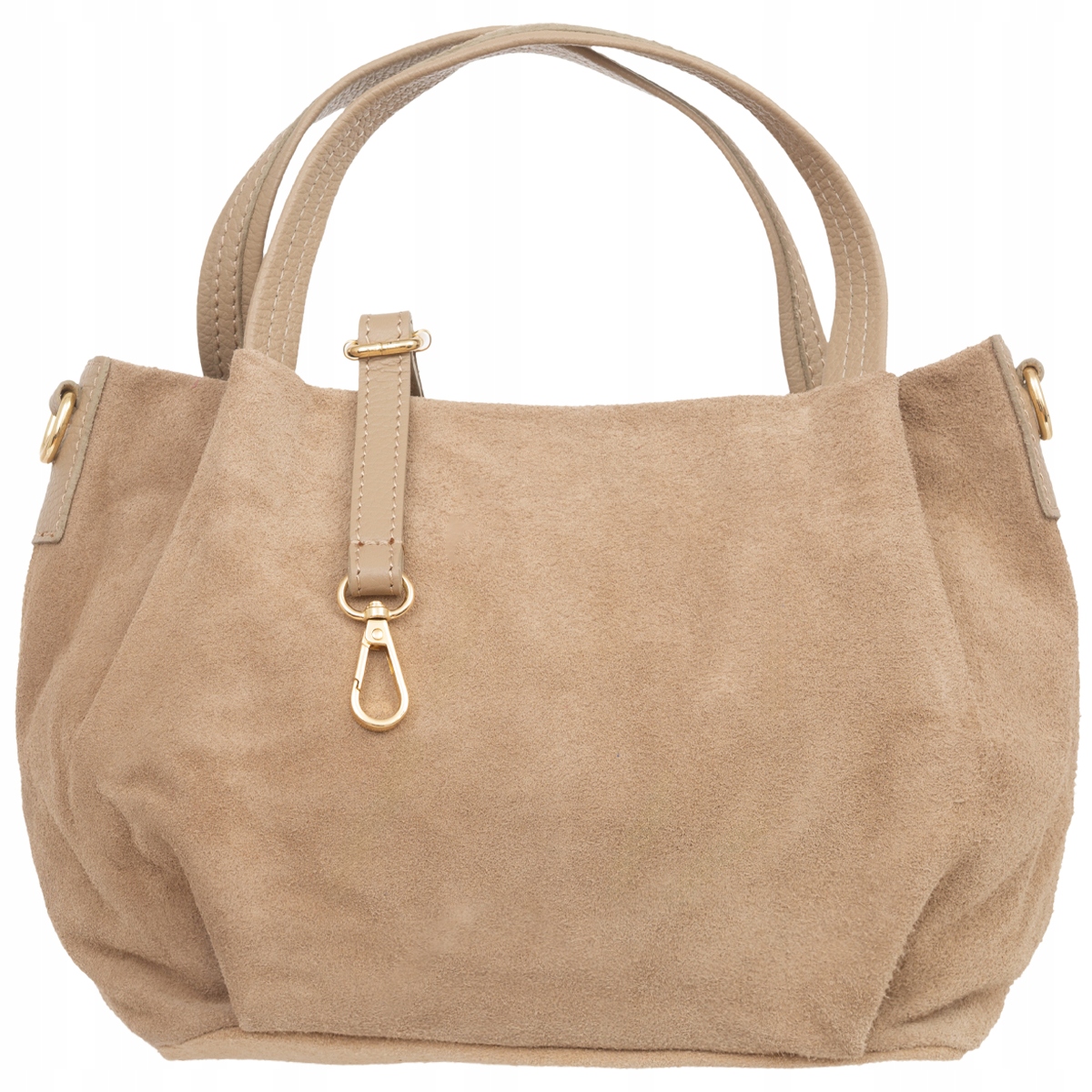 Torebka Damska Na Ramię Zamszowa Vera Pelle Bolsa Beżowa