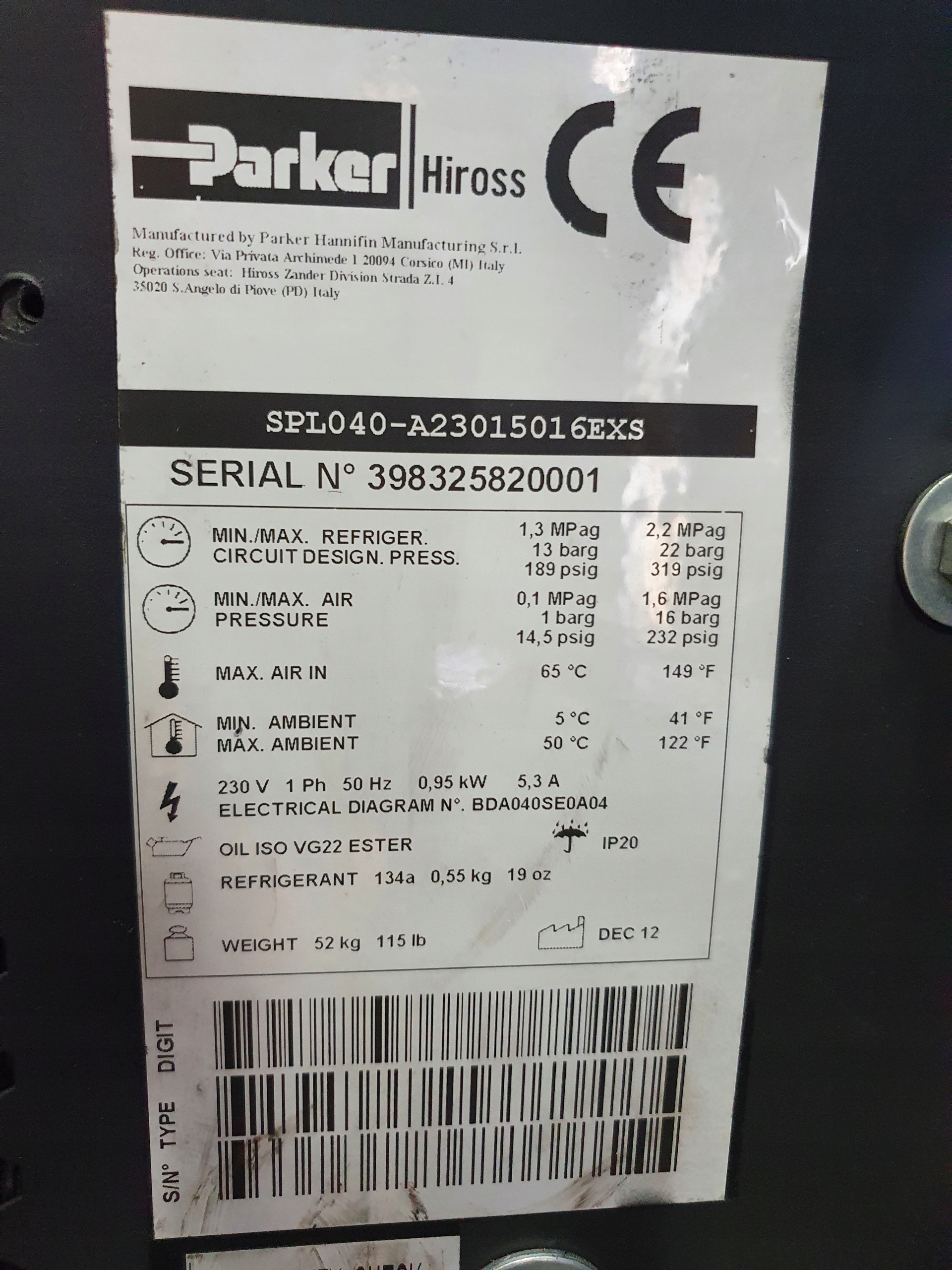 OSUSZACZ ZIĘBNICZY PARKER HIROSS SPE 040 Marka Parker