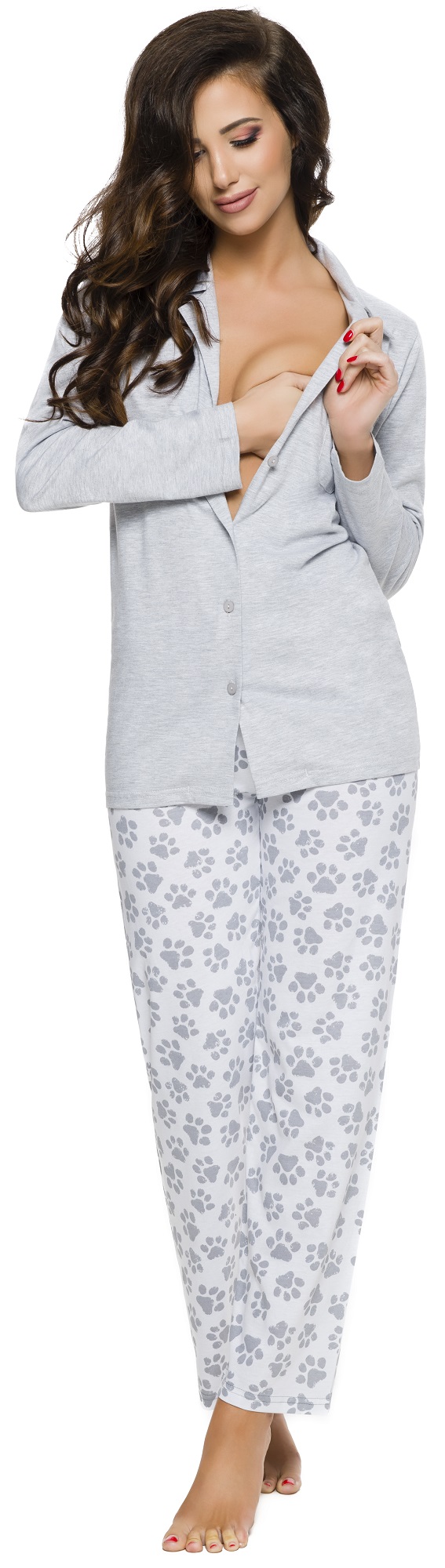 BAWEŁNIANA CAŁA ROZPINANA PIŻAMA DO KARMIENIA XXL Rozmiar XXL