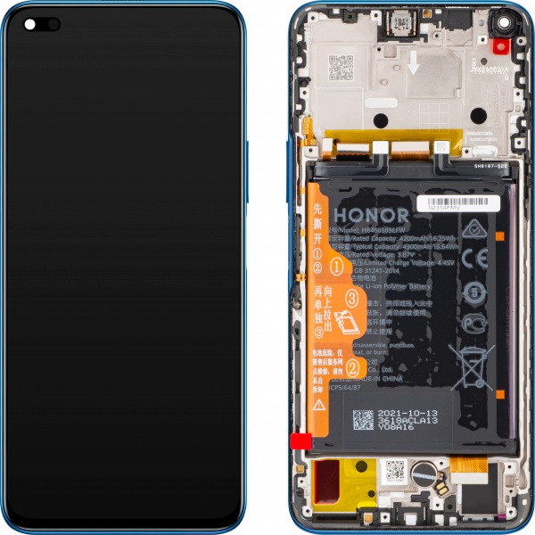 Org LCD displej s rámečkem a baterií pro Honor 50 Lite (modrý)