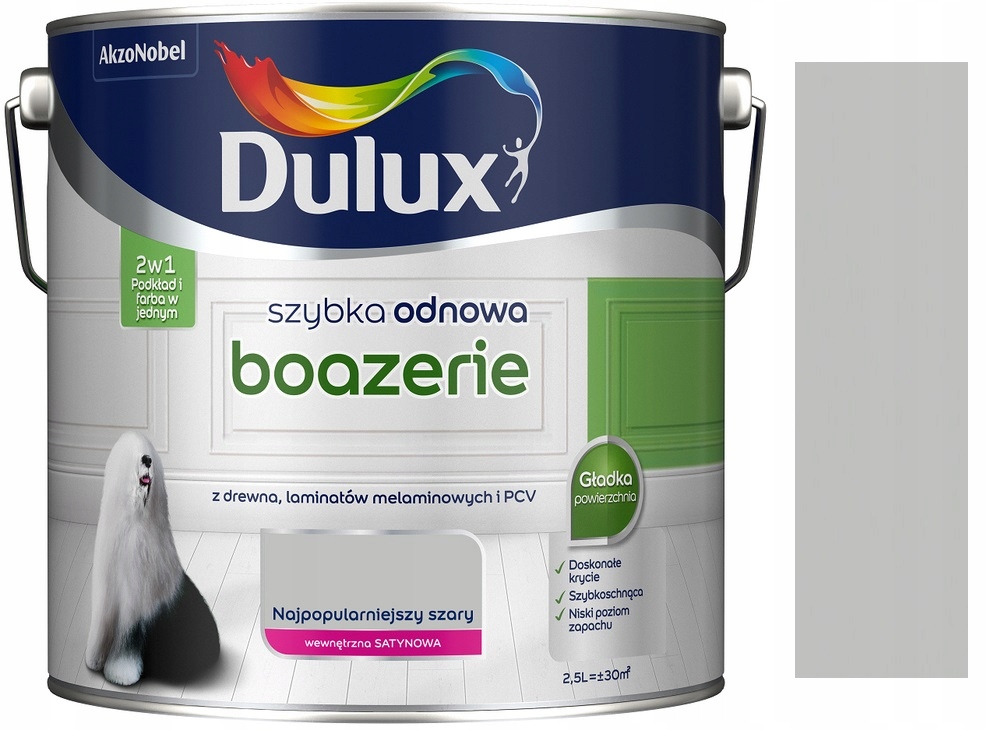 Dulux Szybka Odnowa Boazerie Farba Do Drewna Najpopularniejszy Szary 2.5L