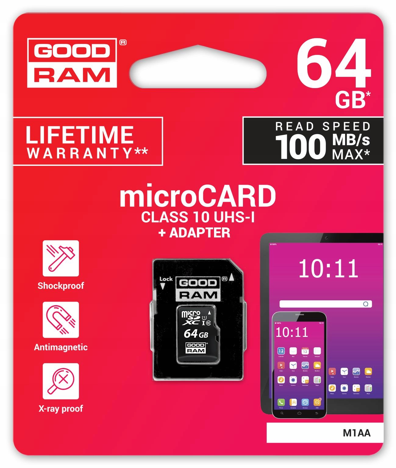 KARTA PAMIĘCI GOODRAM 64GB Class 10 +ADAPTER SD Pojemność karty 64 GB