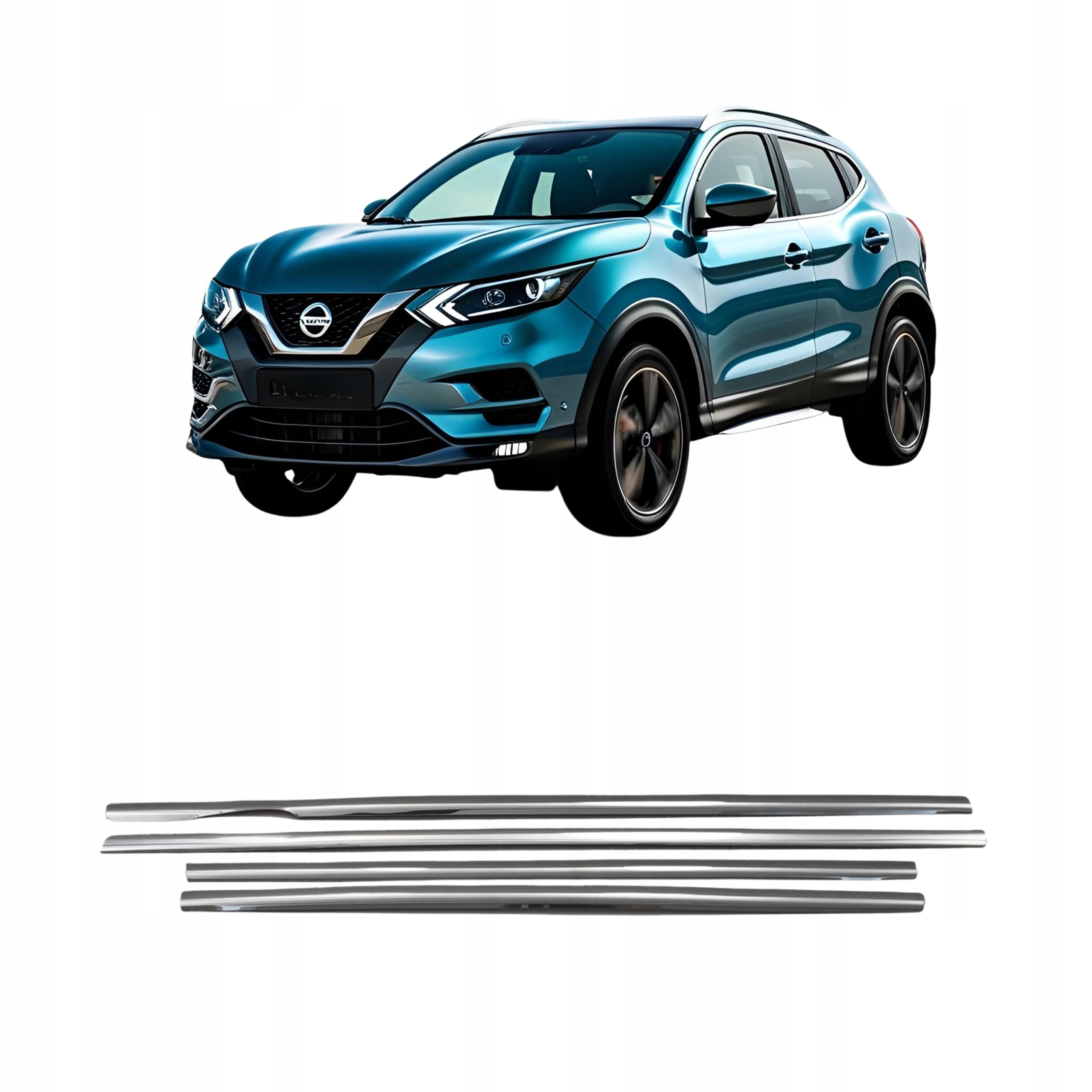 Lišty pod boční skla nerezová ocel Nissan Qashqai od roku 2007 do roku 2010