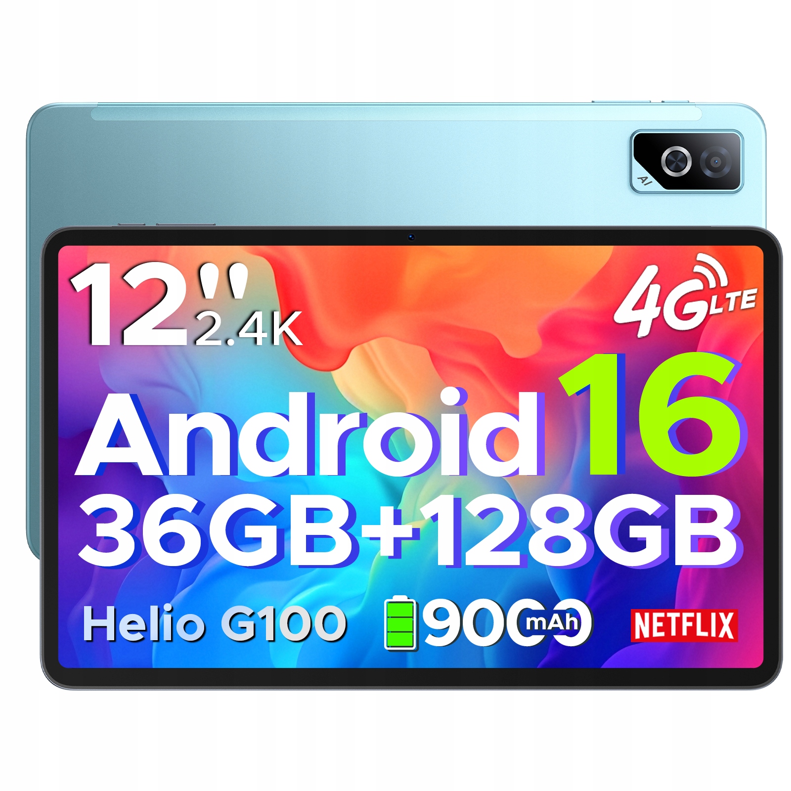 Doogee TABG6PRO Tablet 12" Android16 2.4K 36+128GB 4G Lte 9000mAh 13MP Otg