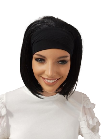 Paruka na čelence bob černá velikost S pro malé hlavy-Nessaja