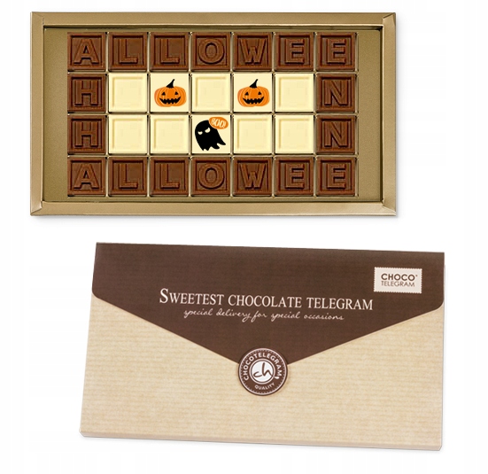 słodycze cukierki na Halloween czekoladowy telegram Halloween