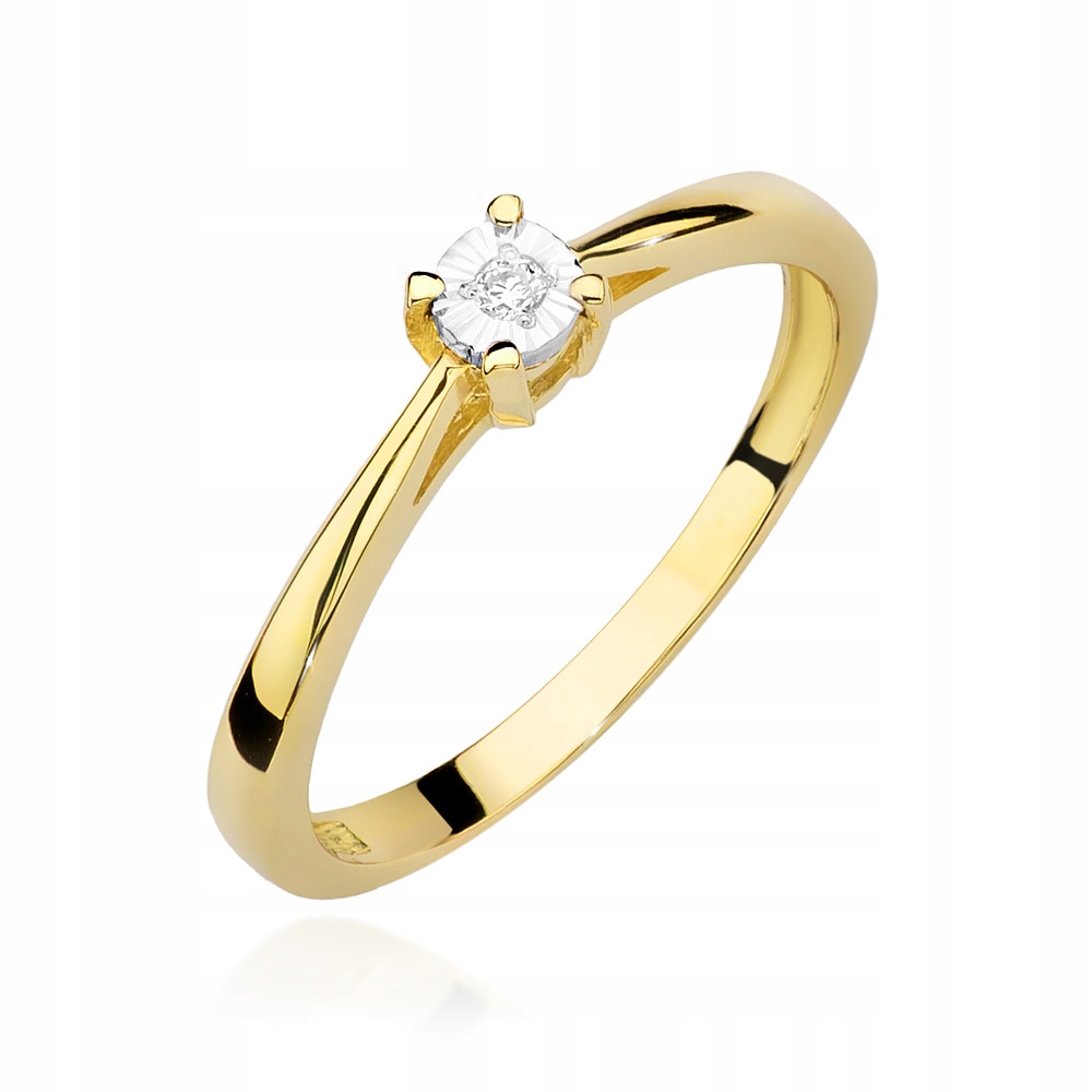 Zlatý 585 prstýnek prsten s briliantem 0,02 ct