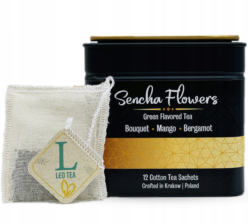 Levně Zelený Čaj Egotická příchuť Bavlněné sáčky v plechovce na dárky