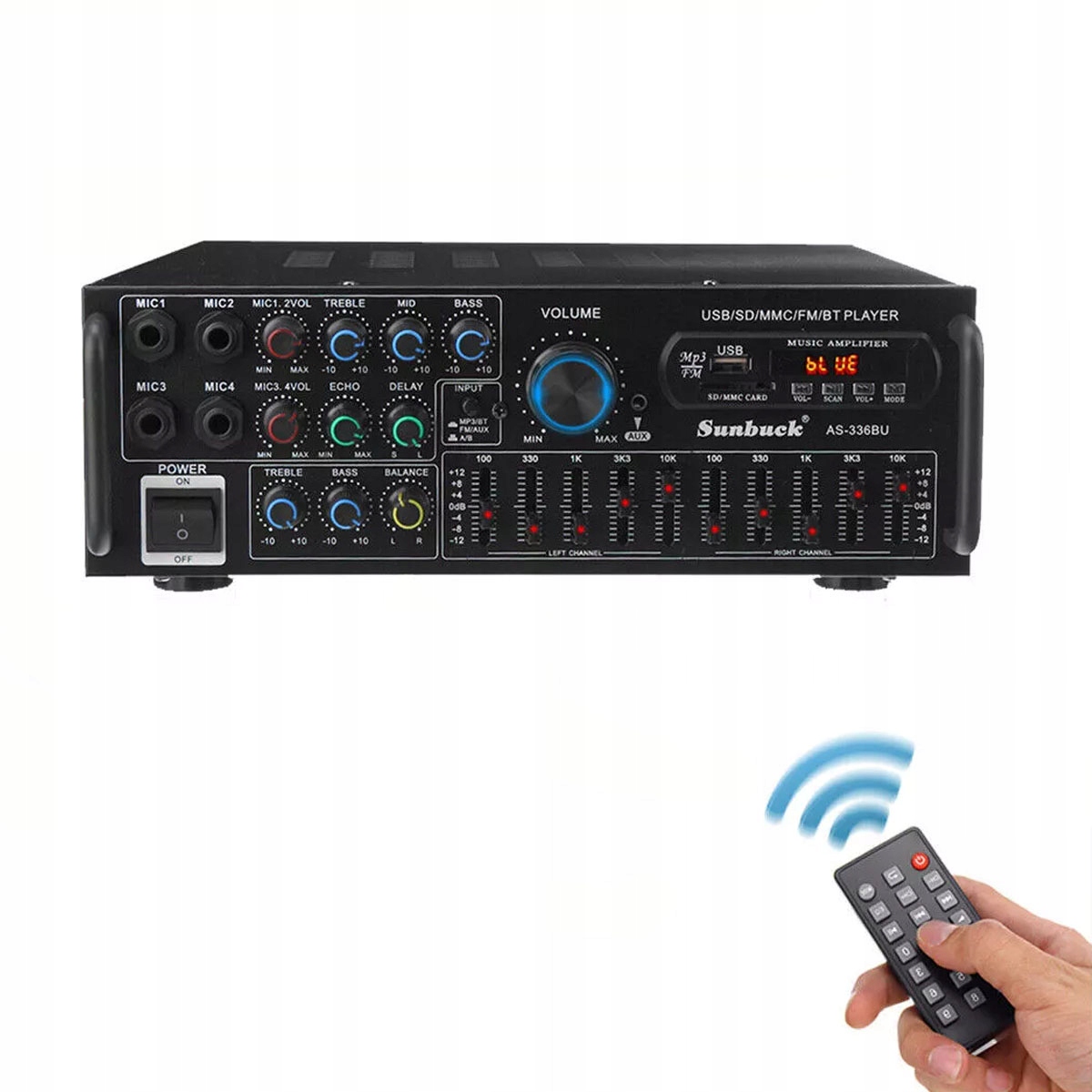 Amplituner Stereo Zesilovač Bluetooth 2000W Fm rádio s Pilotem