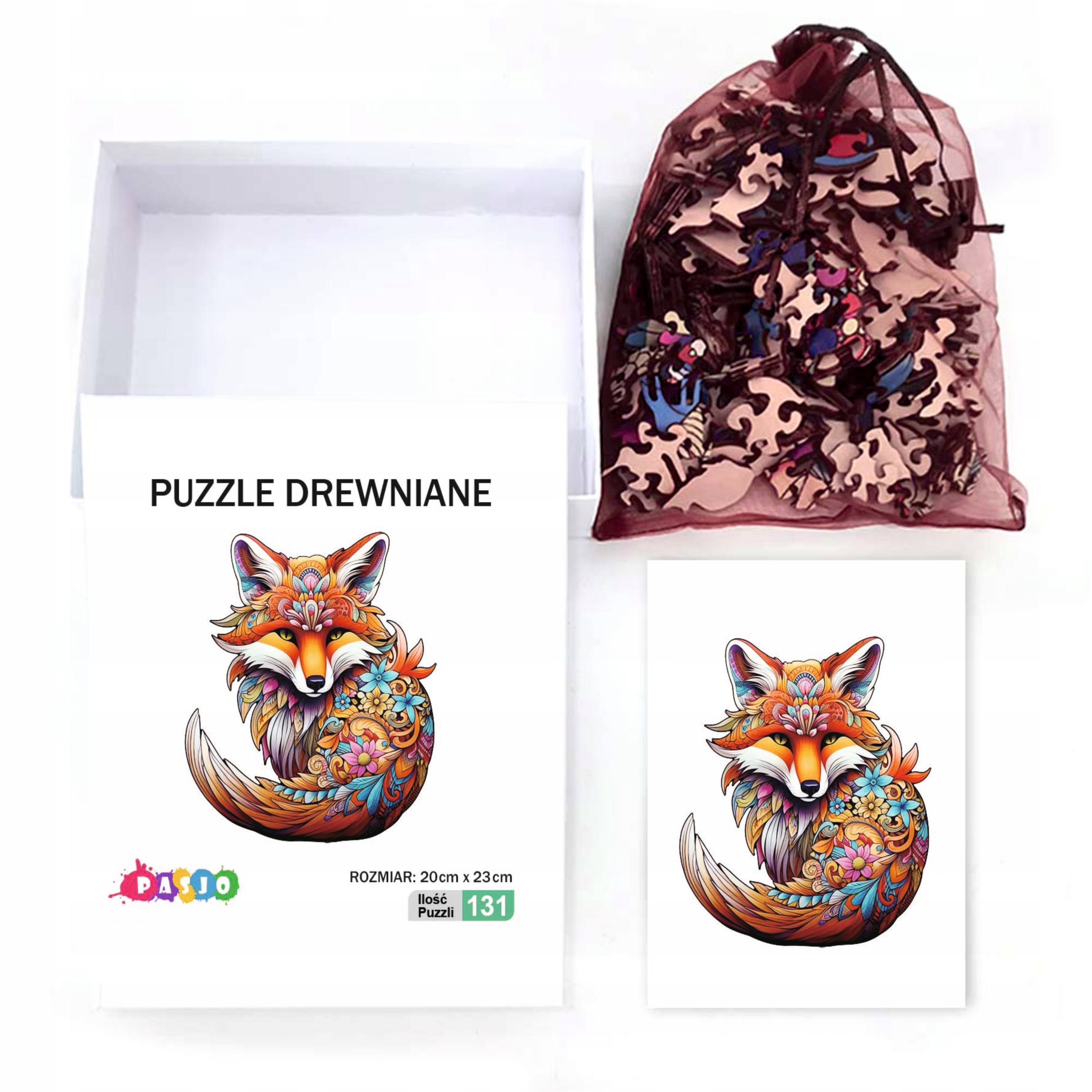 PUZZLE DREWNIANE DLA DZIECI DOROSŁYCH 131 ELEMENTÓW LIS PREZENT DLA DZIECKA Liczba elementów 131