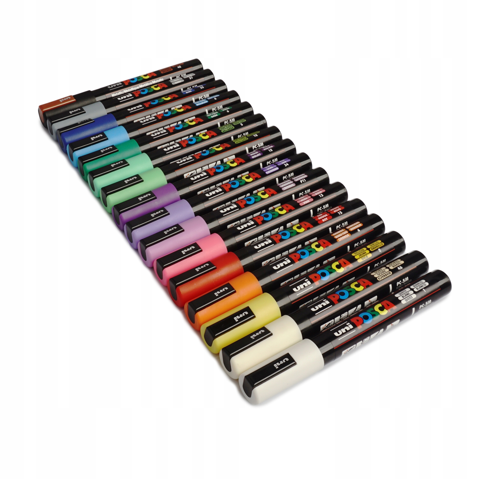 Marker Posca PC-5M z farbą plakatową zestaw 16 szt + GRATIS 12szt FLAMSTRÓW Marka Uni Posca