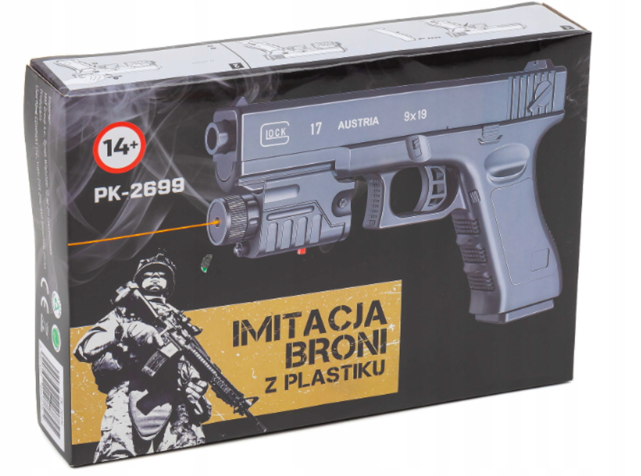 GLOCK 17 1:1 REPLIKA ASG PISTOLET NA KULKI +GRANAT Certyfikaty, opinie, atesty CE EN 71