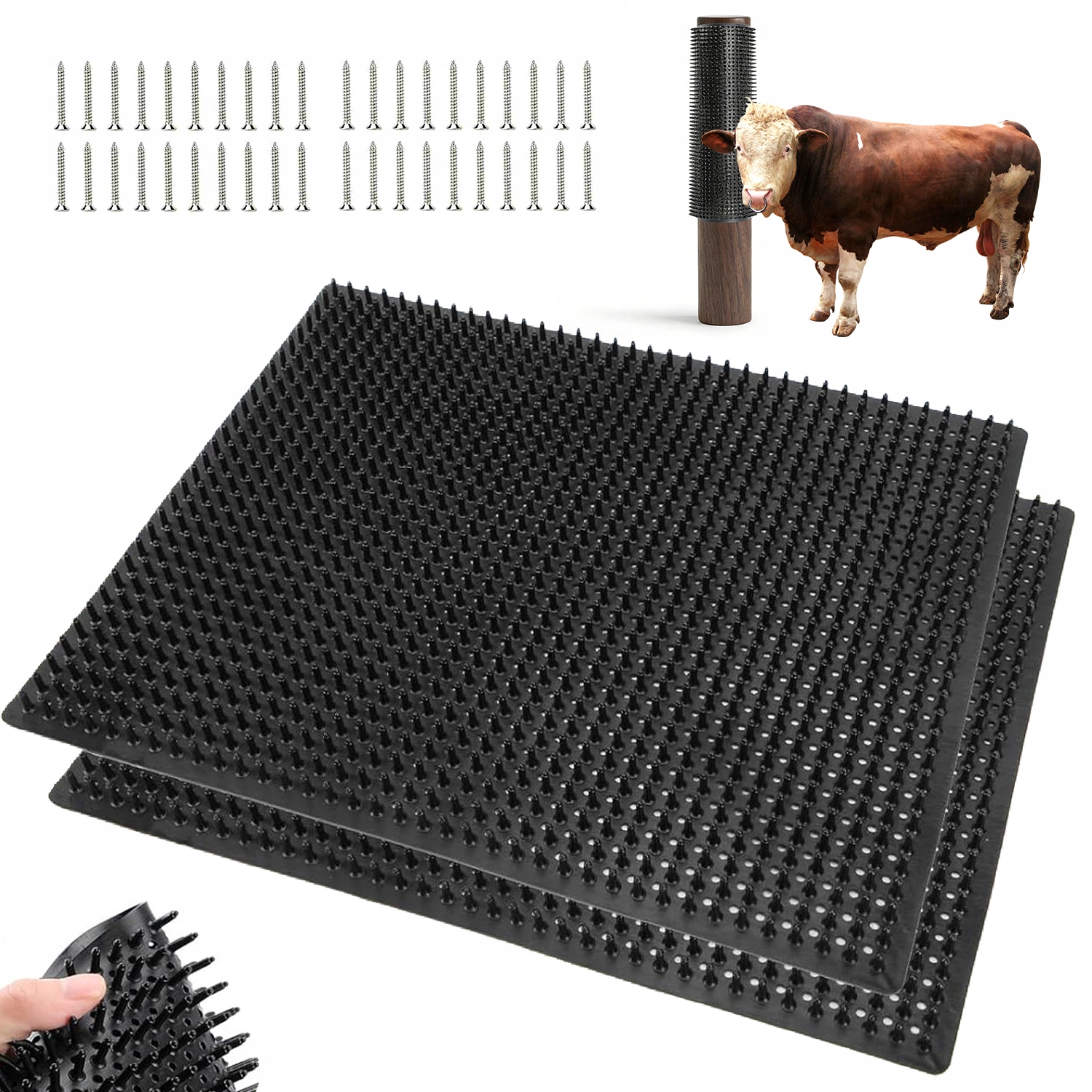 Kartáč Na Škrábání Pro Dobytek A Koně Gumový S Vruty Pro Montáž Na Strom