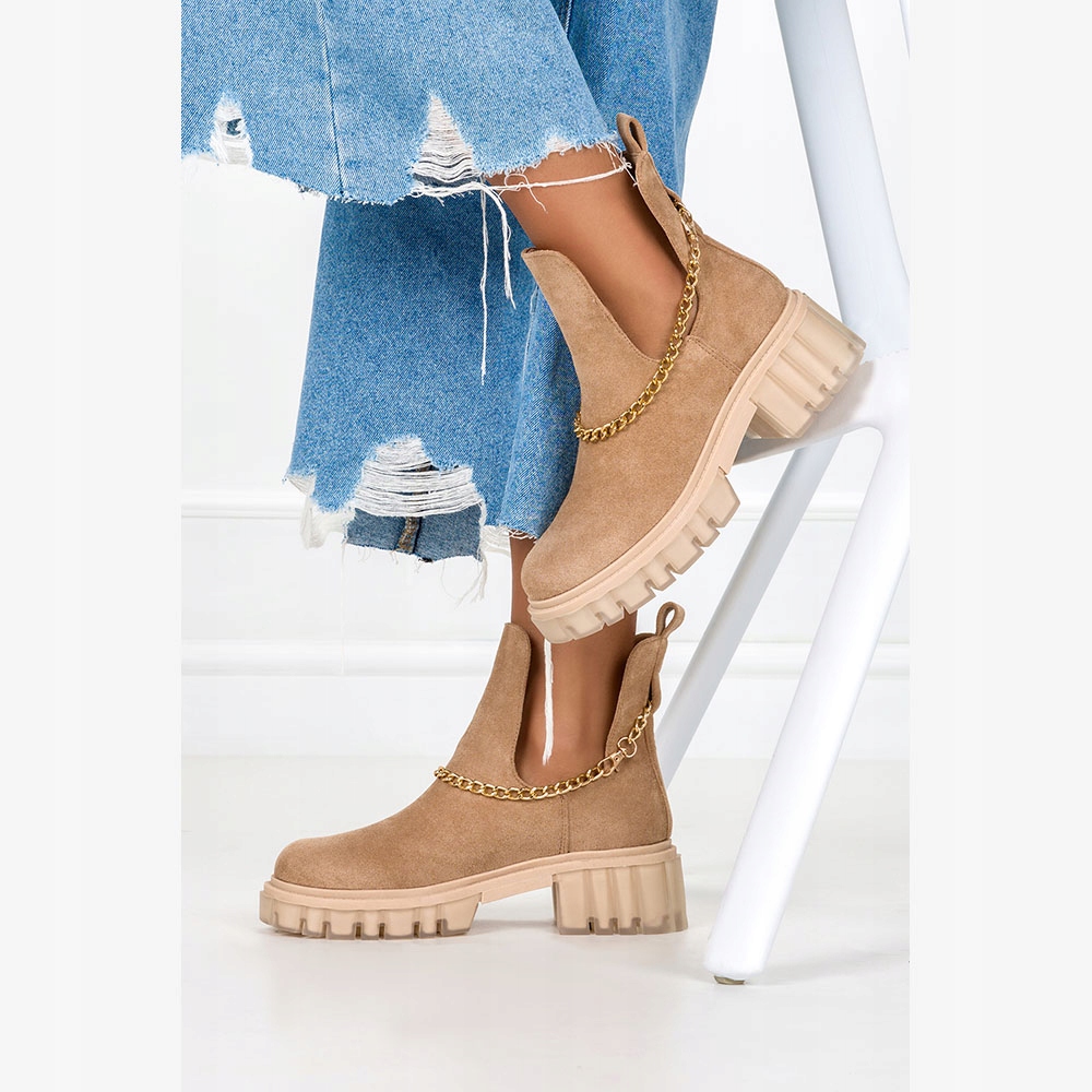 BOTKI DAMSKIE JESIENNE Z ŁAŃCUSZKIEM WYCIĘCIE r 40 Marka Casu