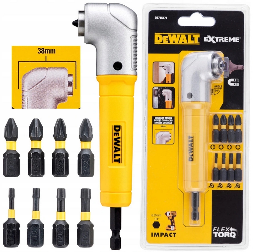 

Dewalt DT71517T Uchwyt Kątowy +9x Bity Udar Impact