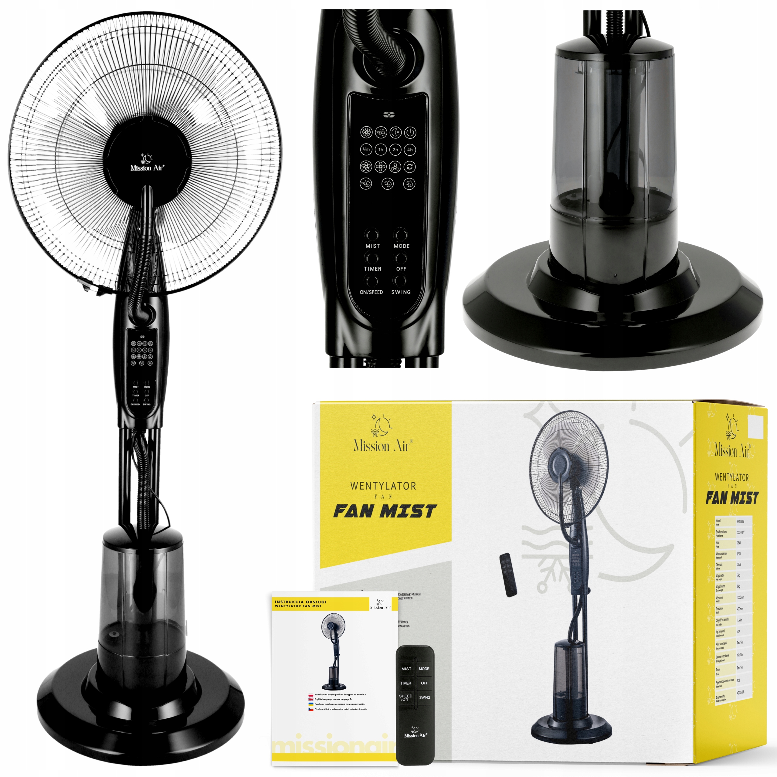 Podlahový Ventilátor stojanový ventilátor Ventilátor Mist oscilácia diaľkový ovládač Vodná Hmla