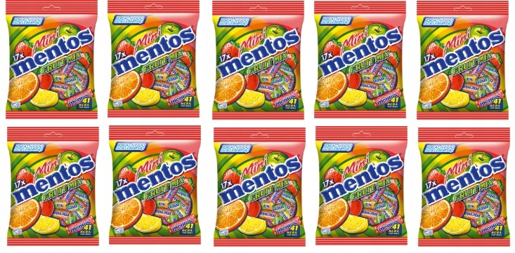 10x 178,5g Mentos Mini Fruit mix cukierki do żucia torebka Karton
