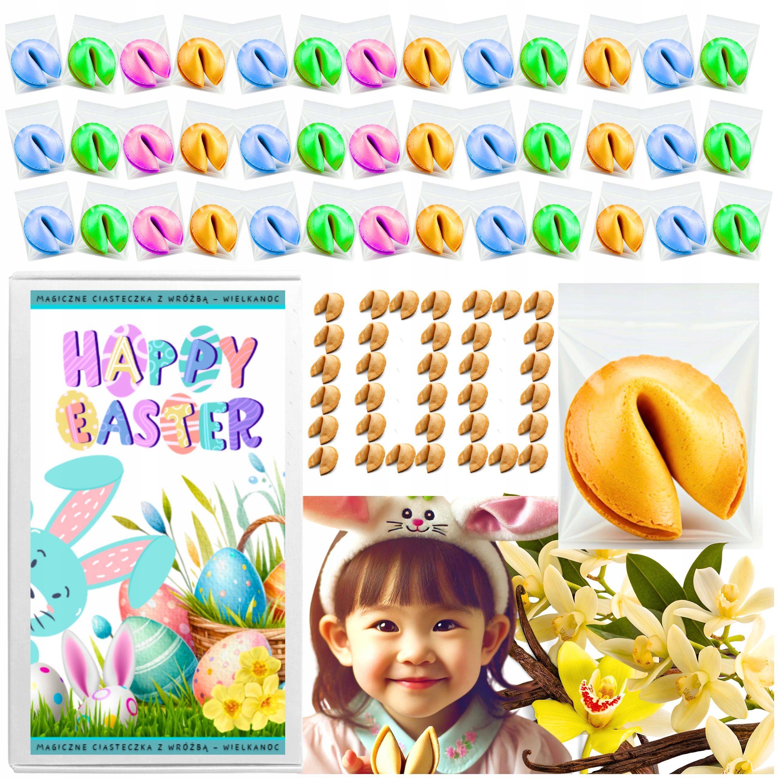 Levně Barevné sušenky s věštbou Velikonoce| Dárek pro děti 100 ks