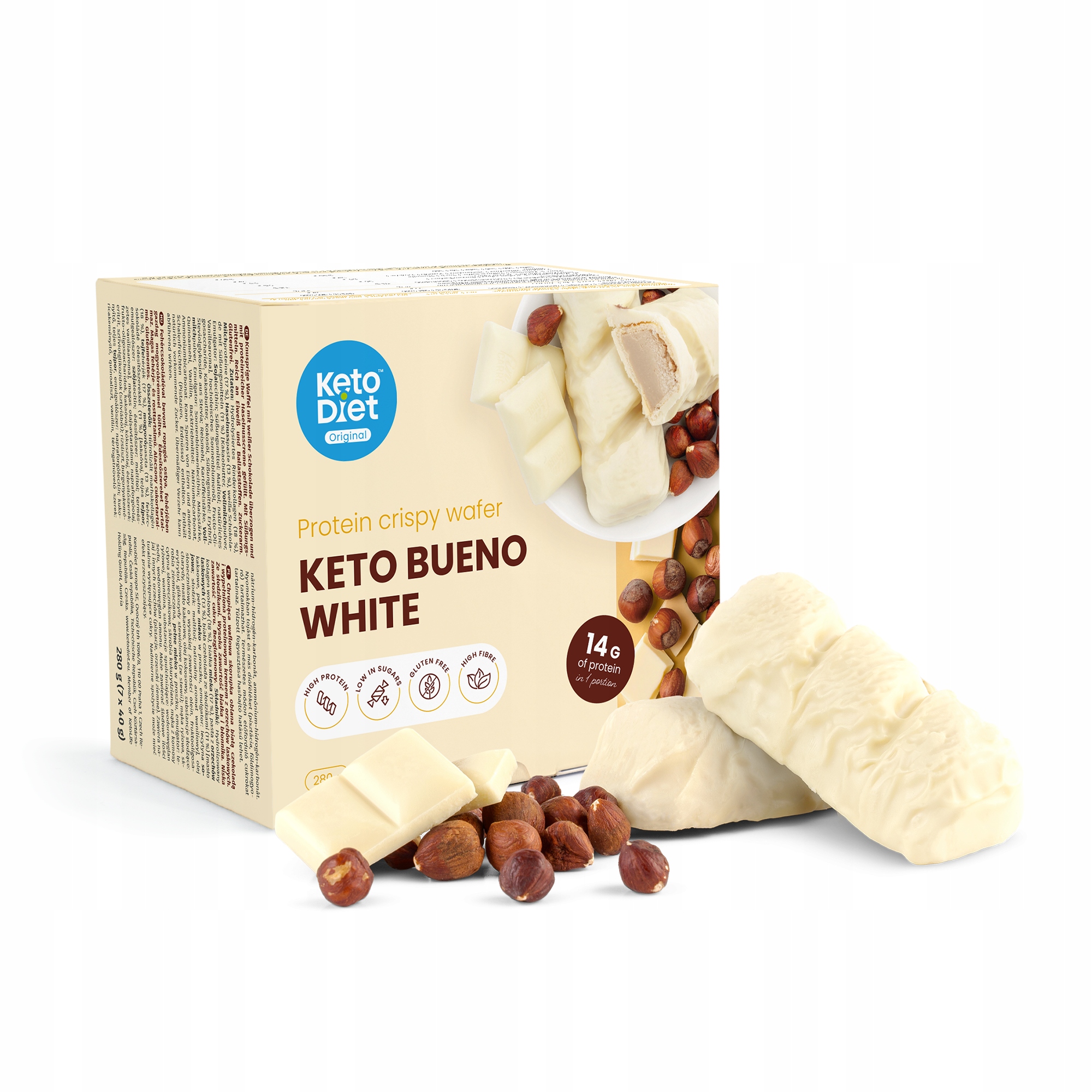 Levně Proteinové křupavé oplatky Keto Bueno White (7 porcí)