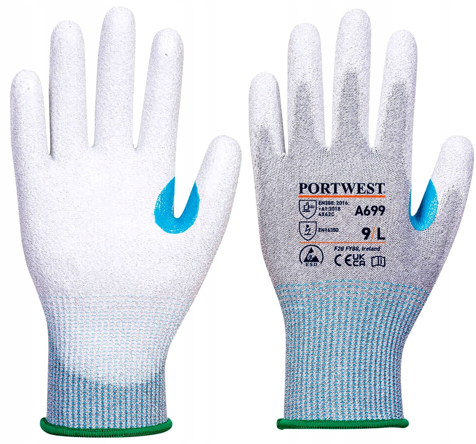 Protiprůřezové rukavice potažené Pu Portwest A699 vel. 6 Xs (12 párů)
