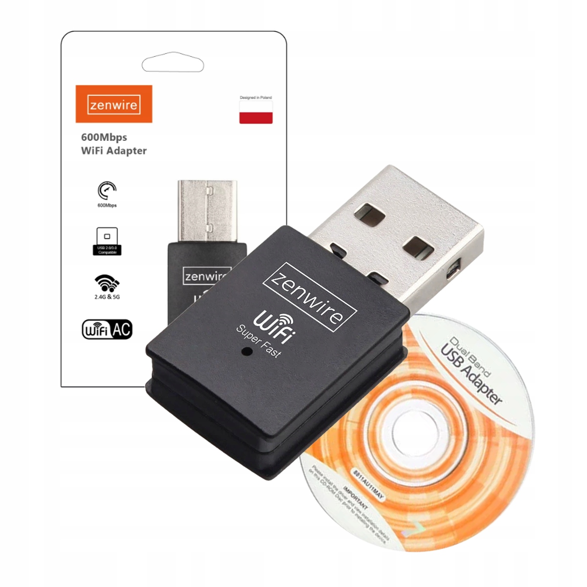 Síťová karta WiFi adaptér s externí anténou USB 600MB 5GHz pro počítač ...