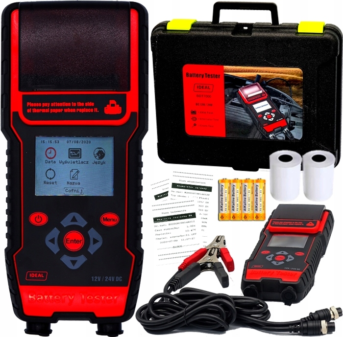 Tester pre Automobilové Akumulátory S Tlačiarňou Ideal BDT7000 12V 24V Test