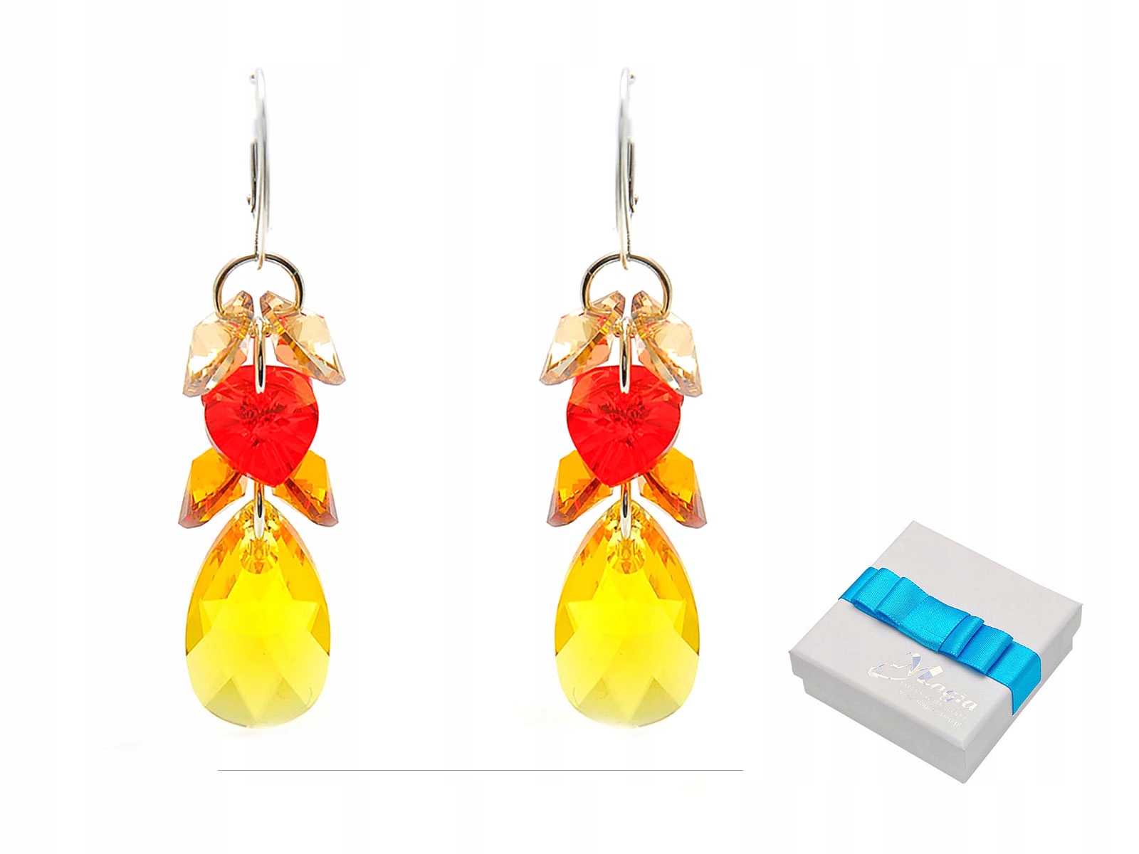 

Długie 925 Srebrne Kolczyki Swarovski Pudełko MIX