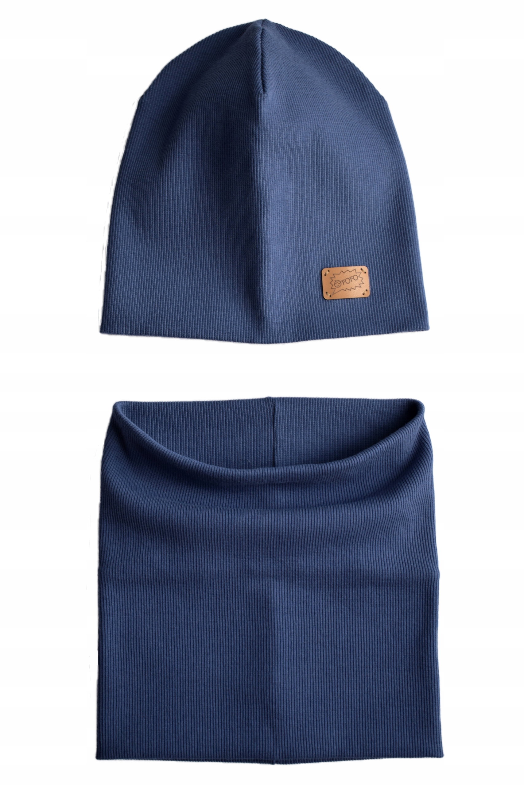 CZAPKA I KOMIN PRĄŻEK dwuwarstwowy 48-52 Denim Rozmiar 48-52 cm