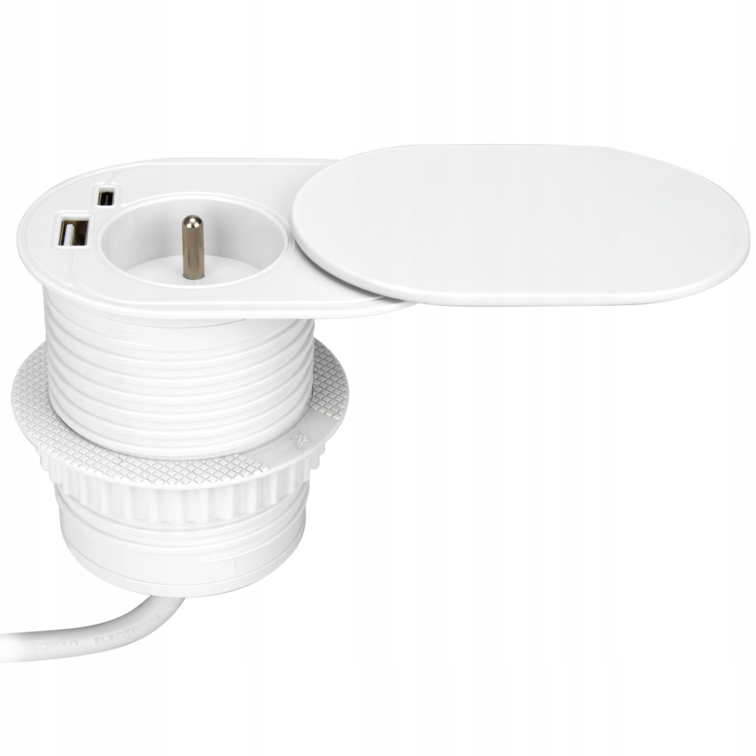 Zapuštěná zásuvka s posuvným víkem Orno OR-GM-9042/W, 1x230V a 2xUSB (type