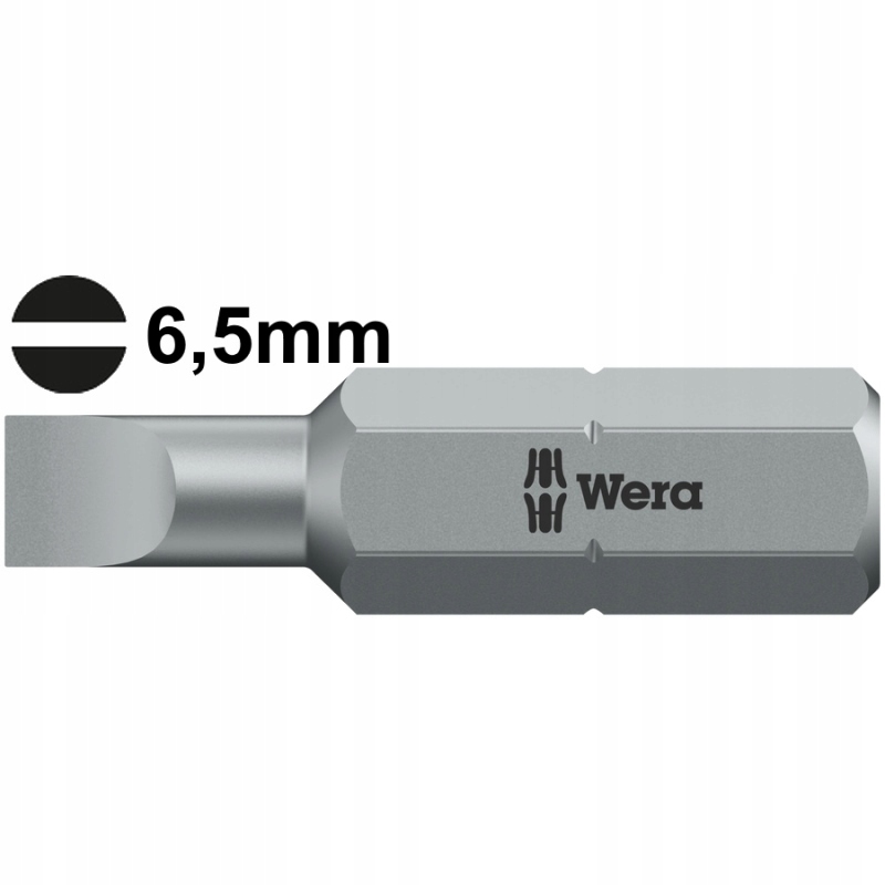 BIT CIĄGLIWO-TWARDY 1/4 6,3 PŁASKI 6,5x1,2x25mm DIN3126C WERA