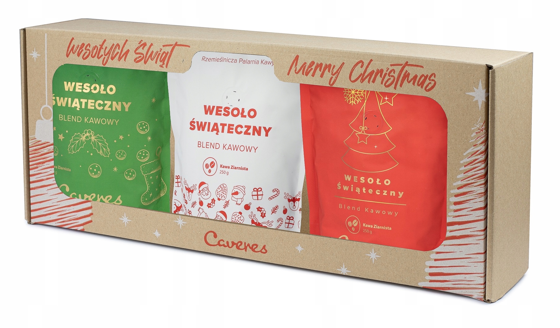 Levně Dárková Sada 3 Káv Vánoce Vánoční Blend zrnková 3x250g