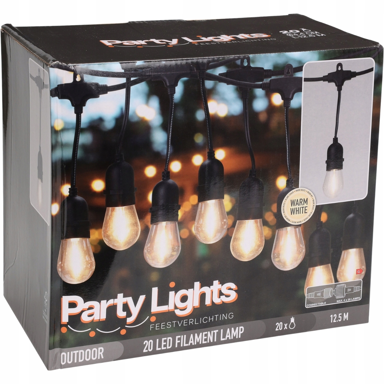 Girlanda ogrodowa 20LED biały ciepły 12,5m