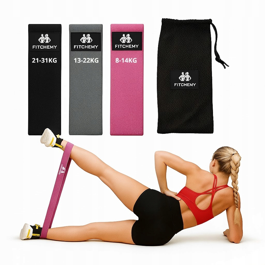 Zestaw 3 Gum Do Ćwiczeń Gumy Materiałowe Mocne Taśmy Fitness Hip Mini Band