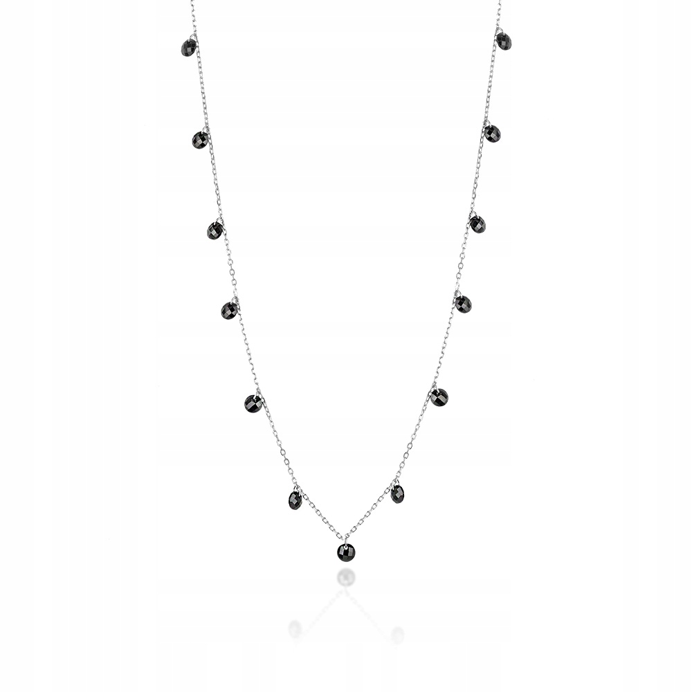 Srebrny Naszyjnik pr. 925 Choker Czarne Cyrkonie