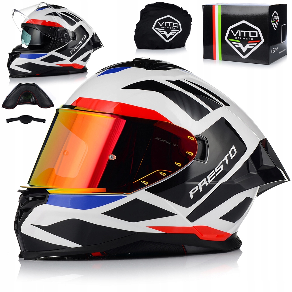 Motocyklová Prilba Vito Presto Aero Biely Lesk, Systém Pinlock Clona