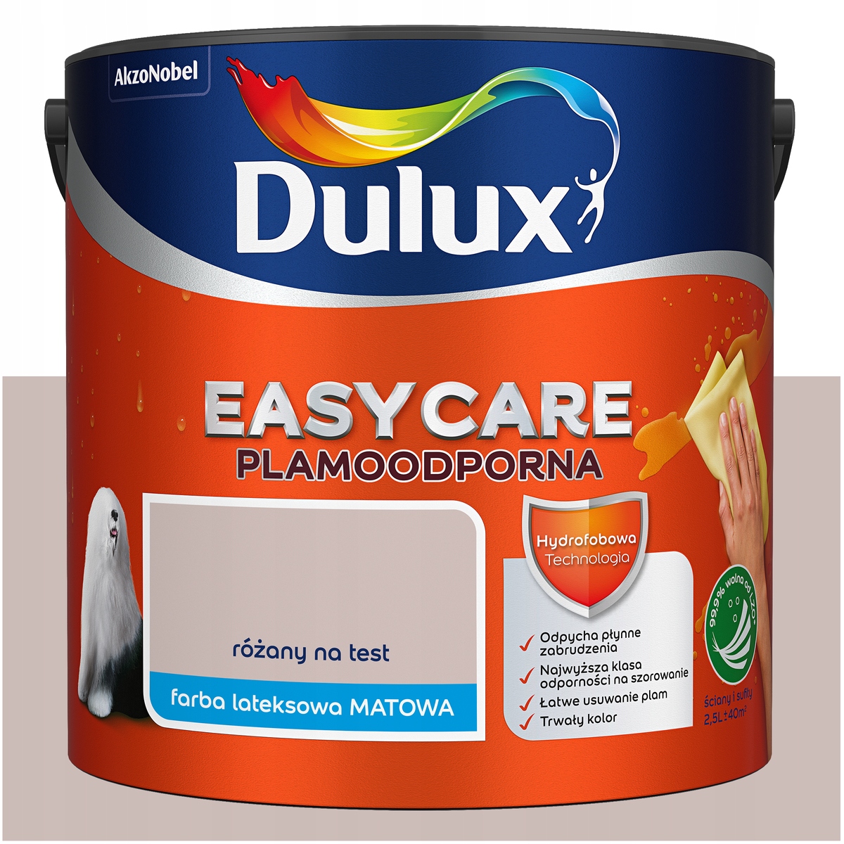 Barva na stěny stropu odolná proti skvrnám Dulux Easycare Růžová na test 5L