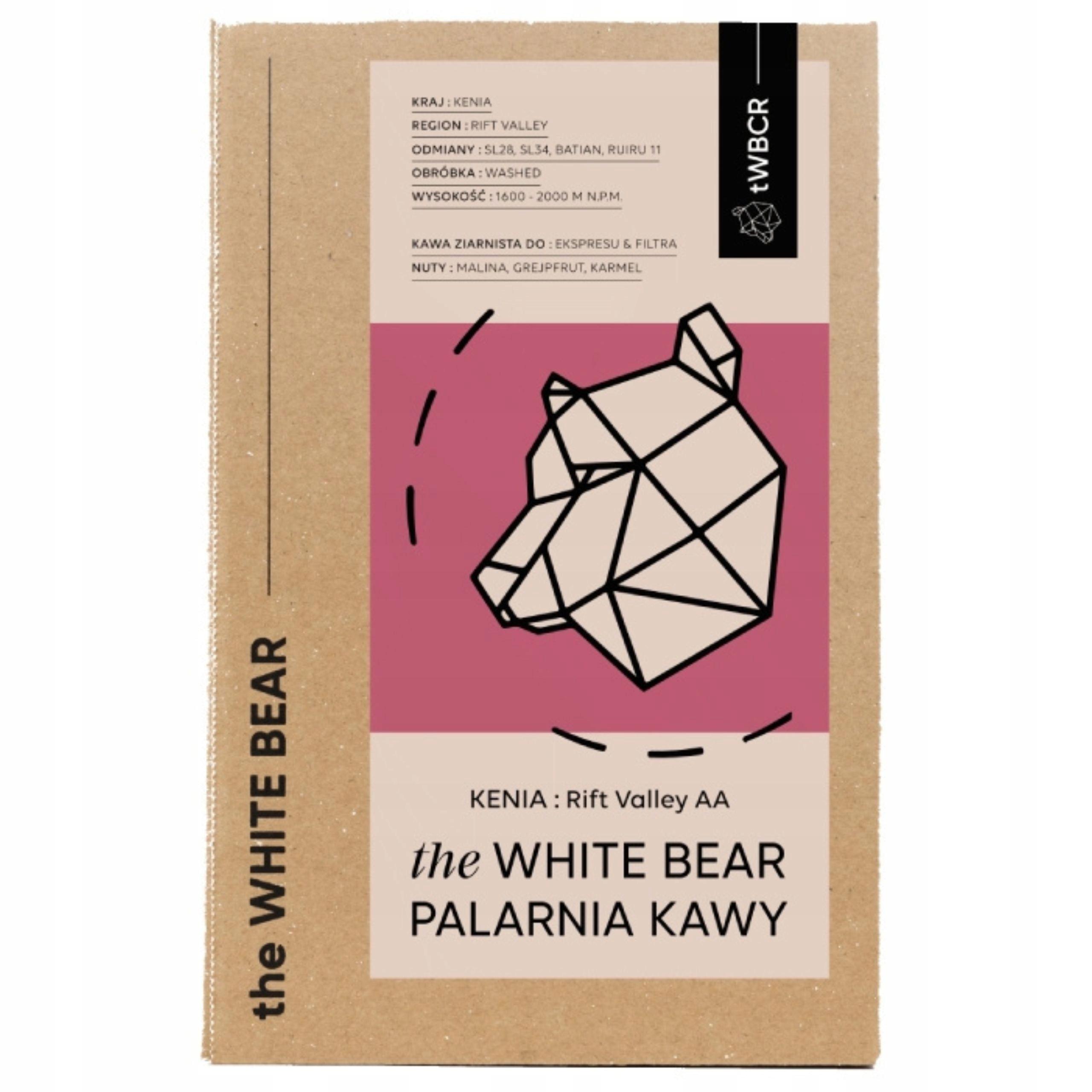 Levně Káva zrnková The White Bear Keňa Rift Valley 1 kg 100% Arabika