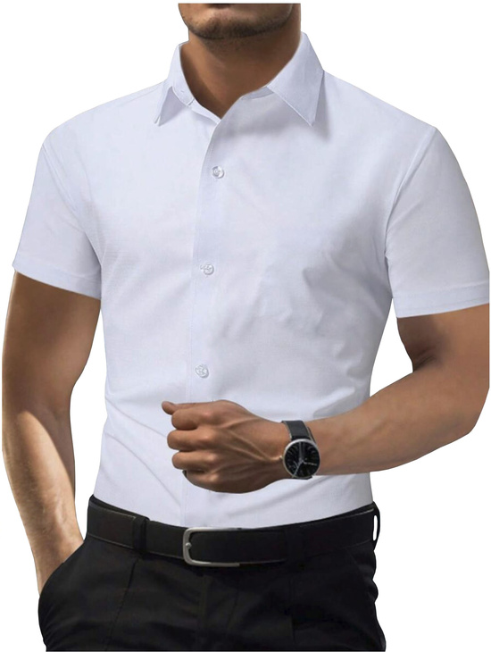 Pánská košile s krátkým rukávem Regular Plus Size k obleku