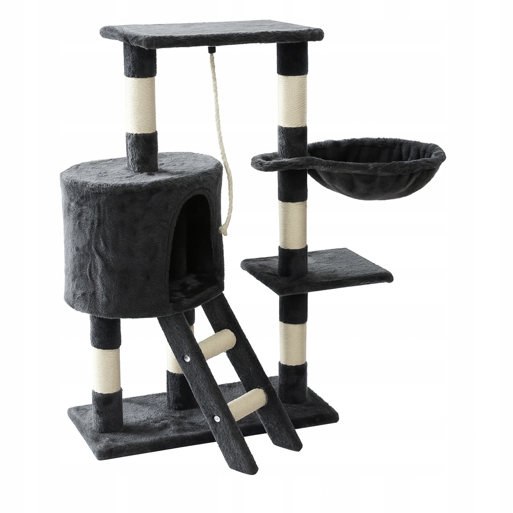 Drapak Dla Kota Legowisko Wieża Domek Słupek Zabawka Na Sznurku Szary