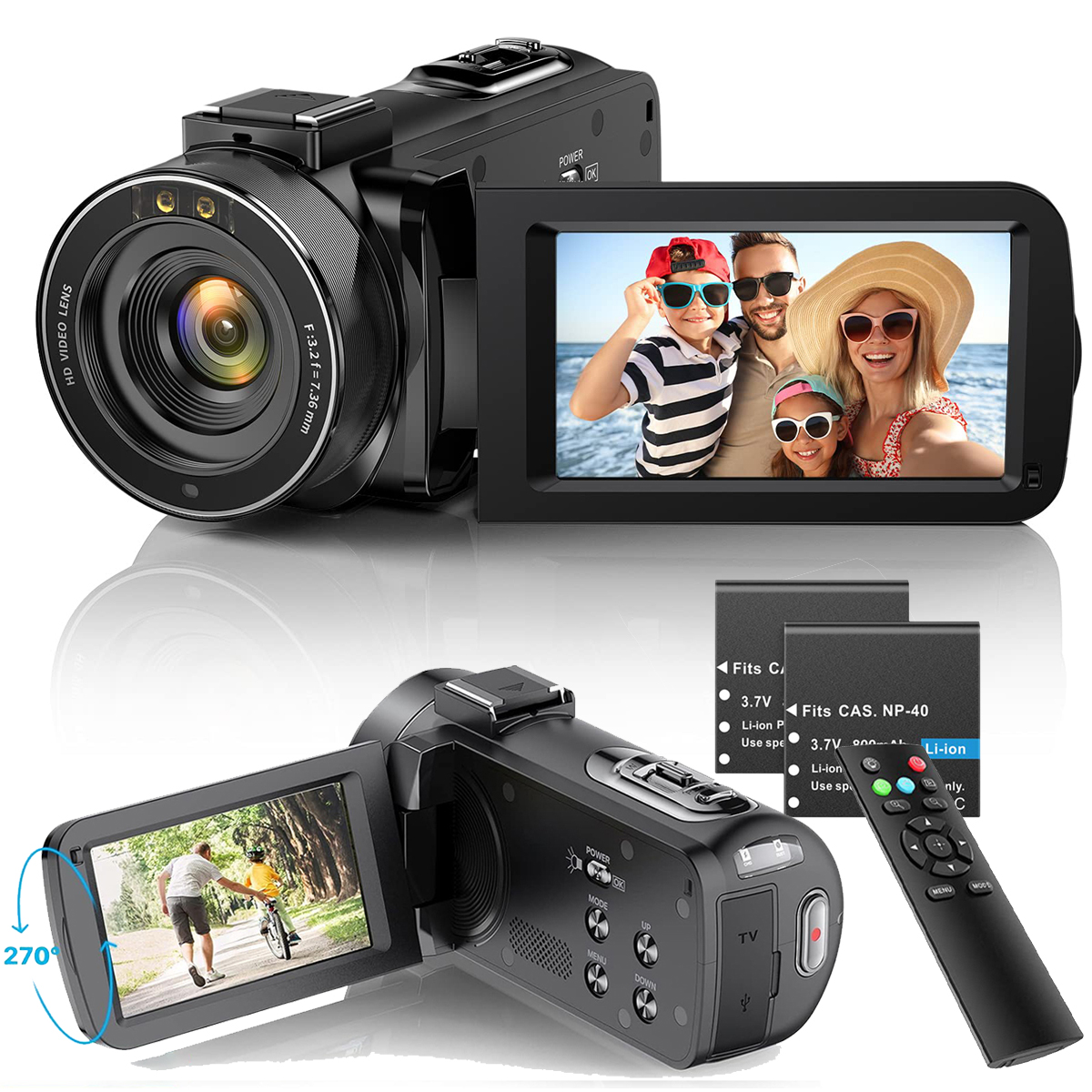 Ruční Digitální Kamera 1080P S Otočným Displejem S 16NÁSOBNÝM Zoomem Usb, Černá