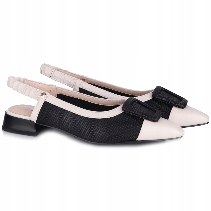 Dámské lodičky s odhalenou patou Maciejka K7466-04/00-1 Béžová Černá Vel. 39