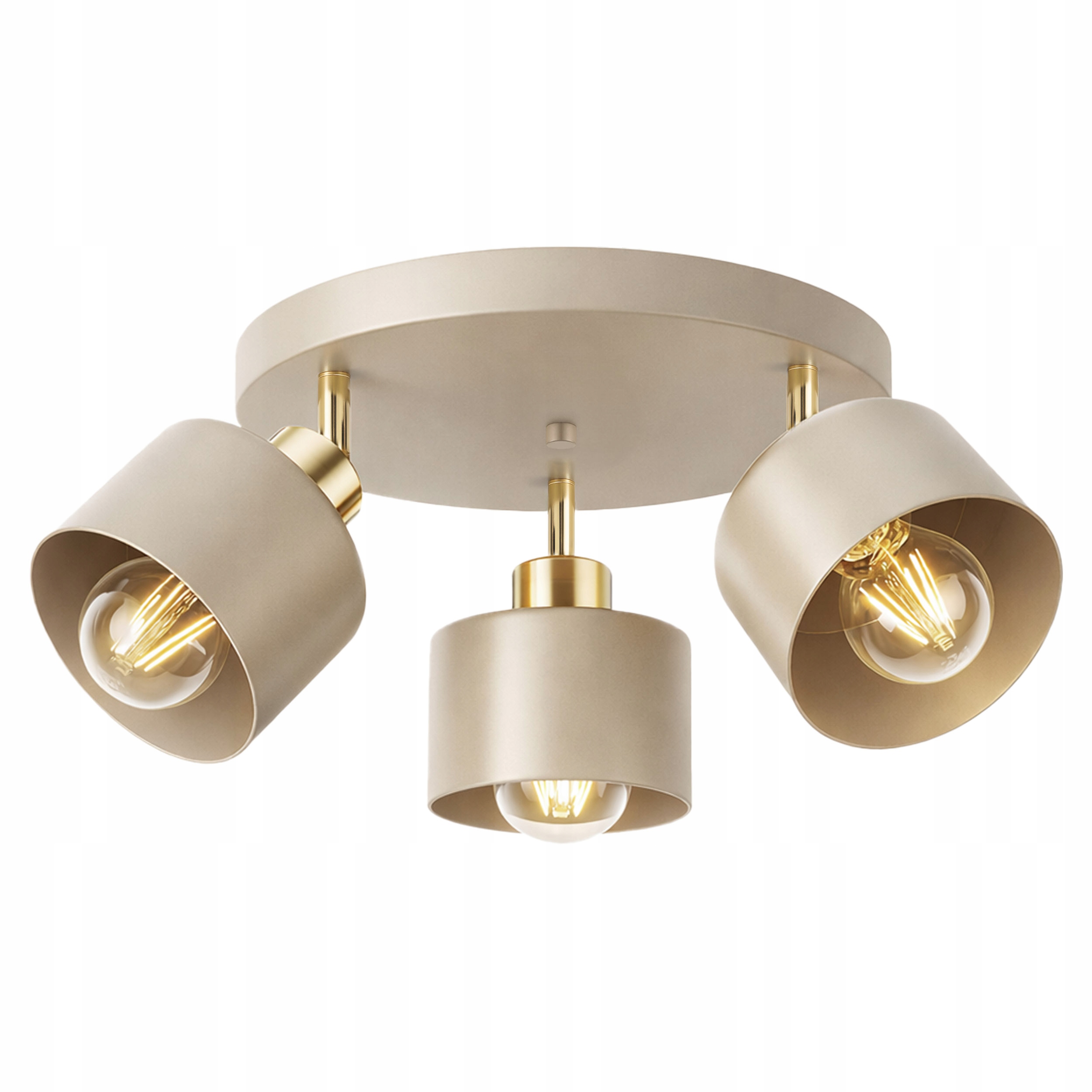 Lampa sufitowa żyrandol Plafon wisząca Led 3x E27 Beżowa Złota Loft Gold