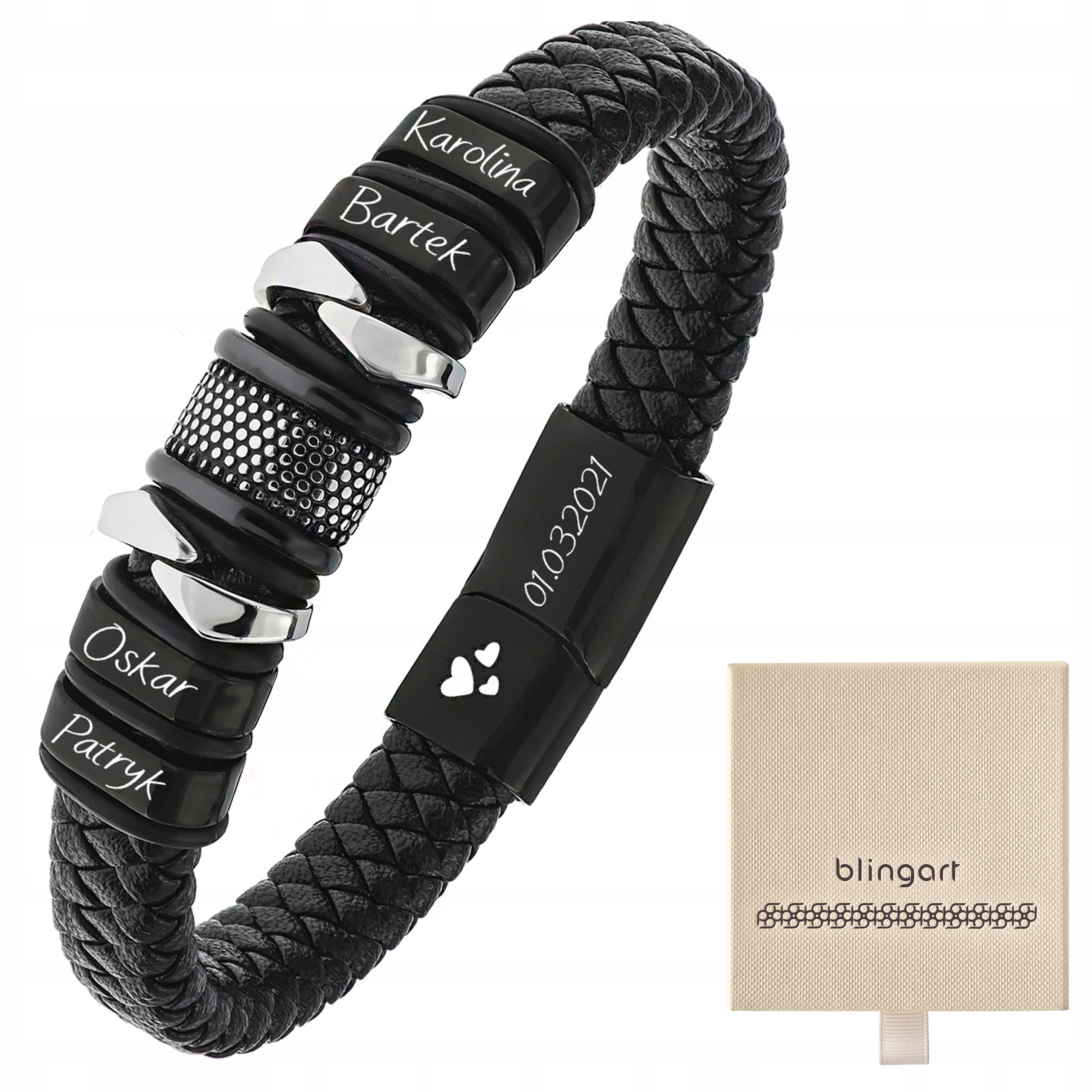 Náramek pro tatínka s gravírováním Dárek ke Dni otců se jmény Blingart