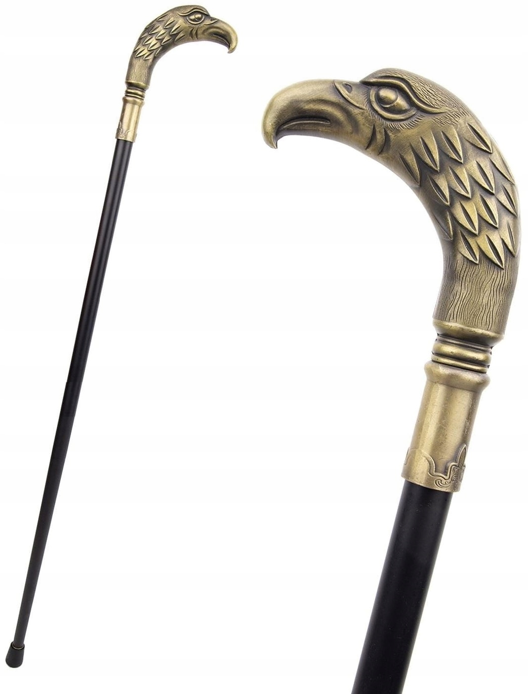 Laska metalowa ozdobna Orzeł Stare złoto Kolekcjonerska laska spacerowa