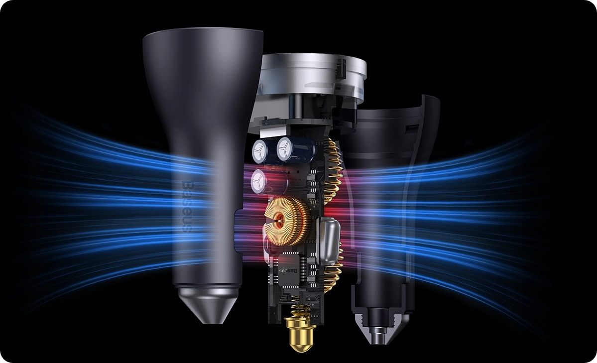 BASEUS SZYBKA ŁADOWARKA SAMOCHODOWA ZASILACZ 3x USB USB-C 65W PD QC 4.0 Zgodność ze standardem Quick Charge 1.0 Quick Charge 2.0 Quick Charge 3.0 Quick Charge 4.0