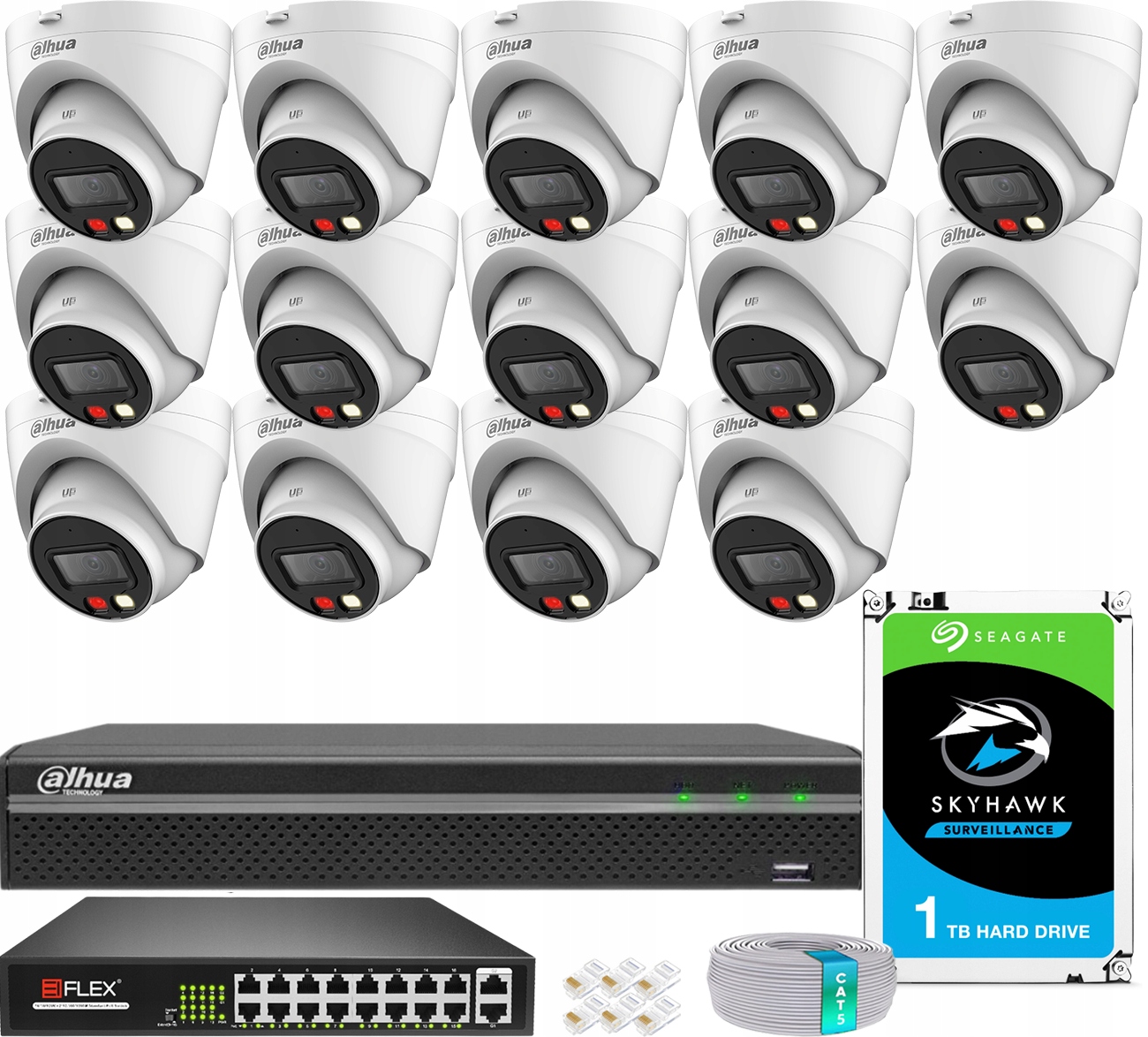 Sada na monitorovanie Dahua 14 kamier 4MPx 2K+ Dual Light 30 m Externé PoE