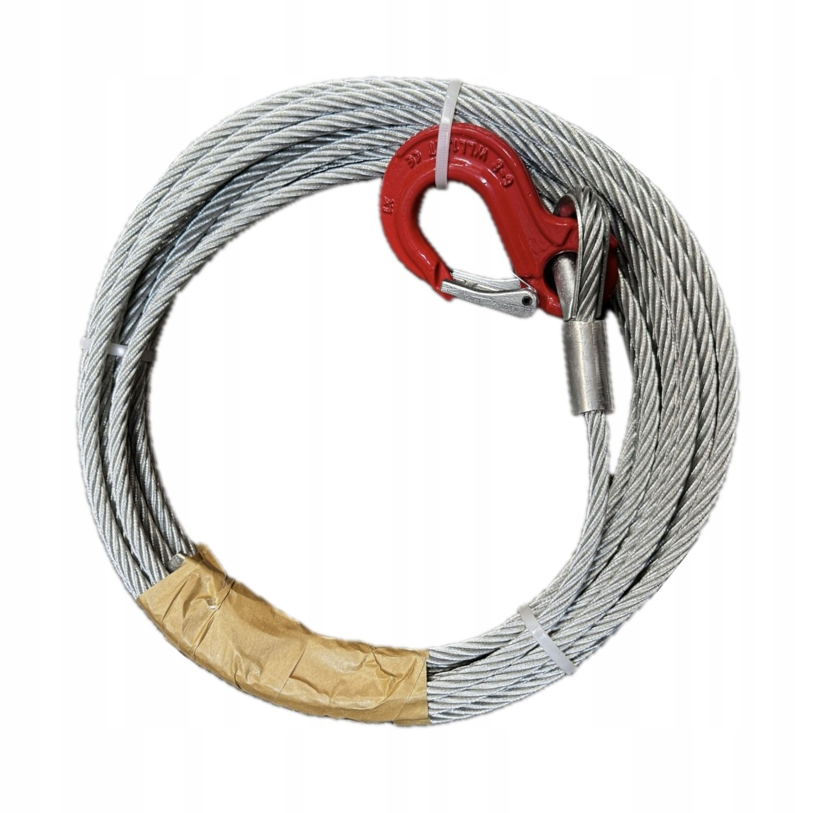 Lano pro ruční přitahovačku pod autobusy 7 mm 10 m, ocelový tažný hák 3,55 tuny