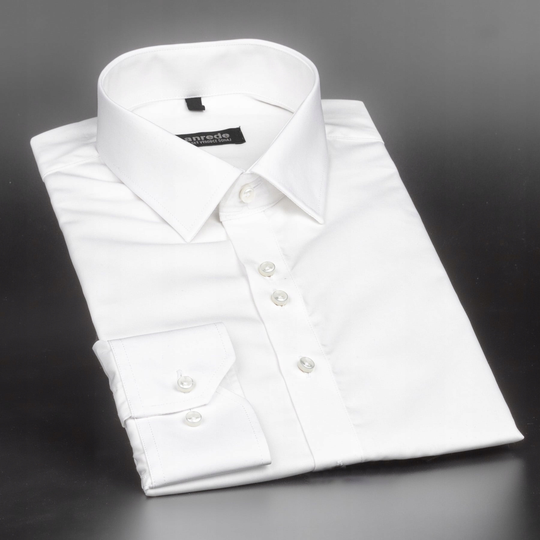 Luxusní pánská košile Anrede Šohaj Strážnice, bílá hladká 7882 Es, dlouhý…