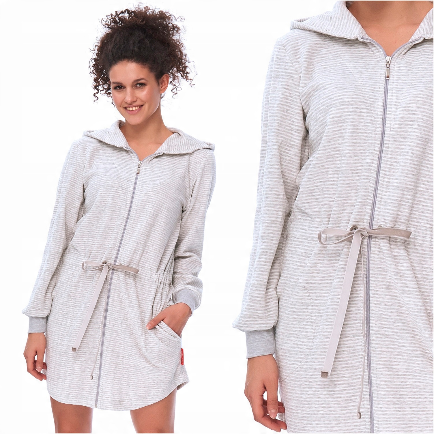 

Doctor Nap 9606 Grey Melange szlafrok w paski M
