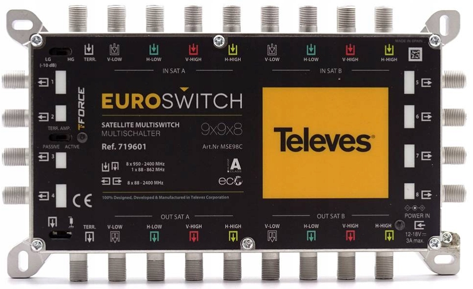 Multiprepínač Televes 9/8 Euroswitch 719601 napájací zdroj